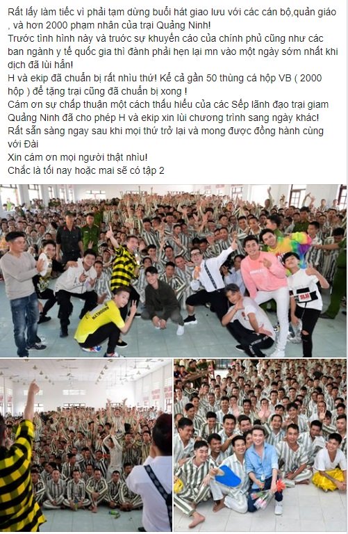 Giữa tâm "bão" dịch Virus Corona đang lây lan, Đàm Vĩnh Hưng đành ngậm ngùi tạm dừng lịch giao lưu với các phạm nhân vì nạn dịch!!